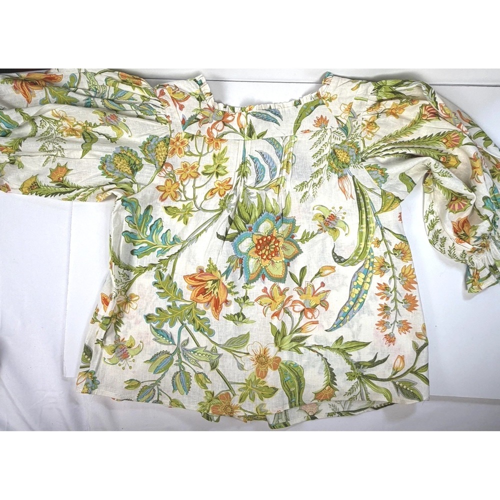 Rachel Roy Floral Button Up Blouse Top Womens Small Pretty Print Square Neck - Picture 2 of 11